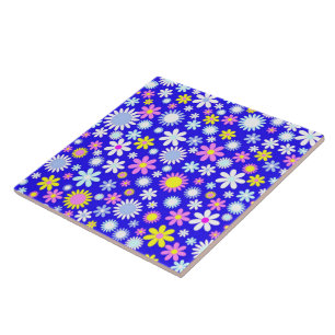 Azulejo De Cerámica Potencia de las flores azules