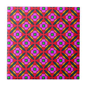 Azulejo De Cerámica Potencia de las flores en diseño rosa