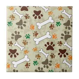 Azulejo De Cerámica pows y hueso del perro