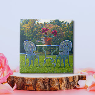 Azulejo De Cerámica Prado Romántico de Mesa de Jardín de Flores de Amo