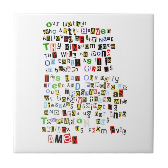 Azulejo De Cerámica Prayer de señor colorido (Frente)