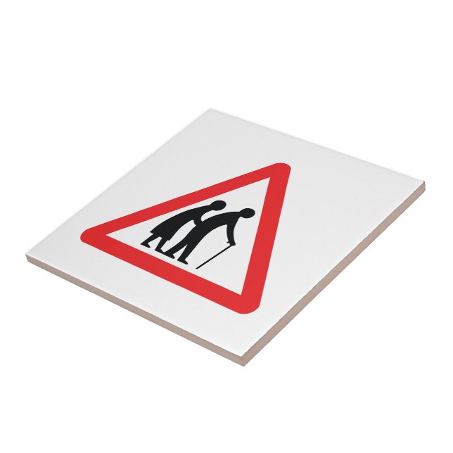 Azulejo De Cerámica PRECAUCIÓN Personas de edad avanzada - Rótulo de t (Lado)