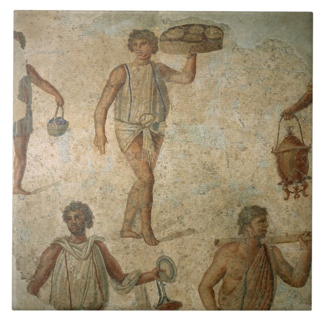 Azulejo De Cerámica Preparaciones para un banquete, fragmento del (Frente)