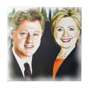 Azulejo De Cerámica Presidente Bill Clinton y Presidente Hillary Clint