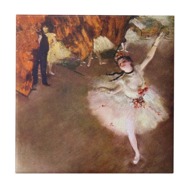 Azulejo De Cerámica Prima Ballerina, Rosita Mauri por Edgar Degas (Frente)