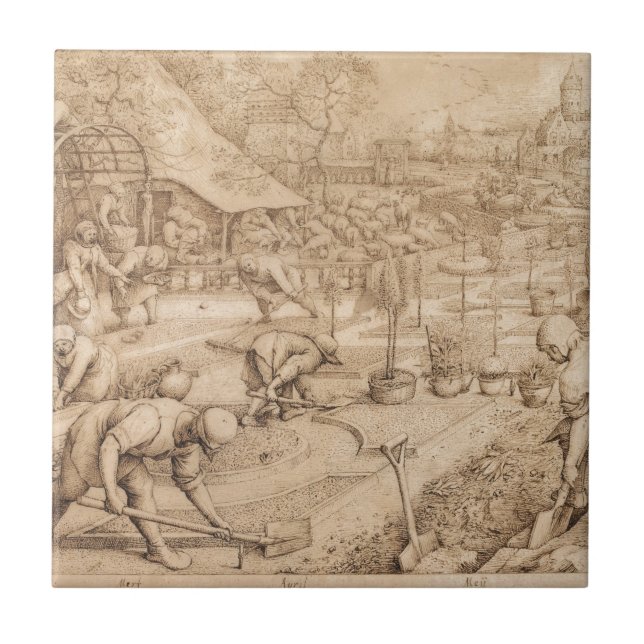 Azulejo De Cerámica Primavera de Pieter Bruegel la anciano (Frente)