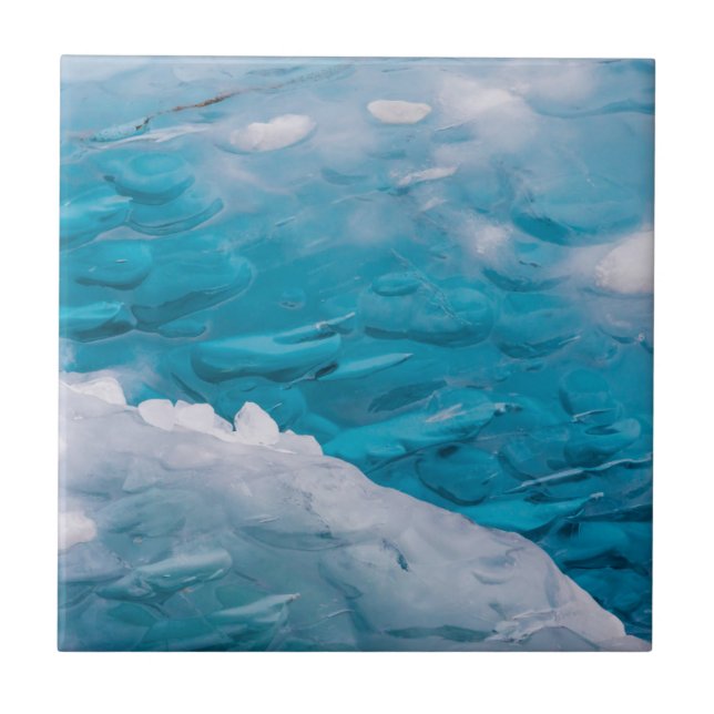 Azulejo De Cerámica Primer plano de hielo azul (Frente)