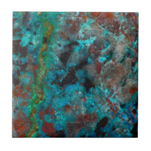 Azulejo De Cerámica Primer plano de Shattuckita azul