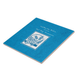 Azulejo De Cerámica Primera comunión de Godson, Trigo, Uvas Azules