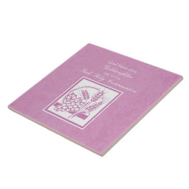 Azulejo De Cerámica Primera Comunión de la ahijada, Rosa