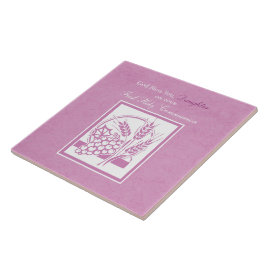 Azulejo De Cerámica Primera Comunión de la Hija, Rosa