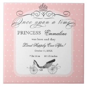 Azulejo De Cerámica Princesa Carriage Polka Dot Swirl Foto Bebé