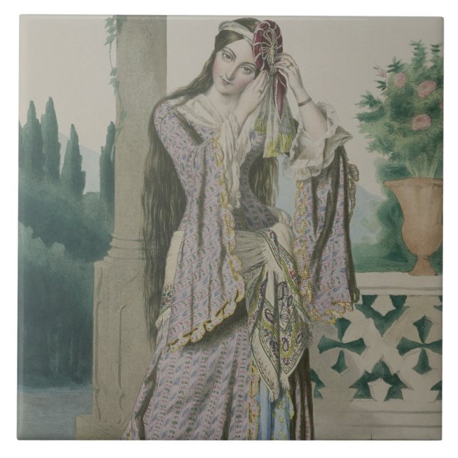 Azulejo De Cerámica Princesa Helen, grabada por los hermanos de (Frente)