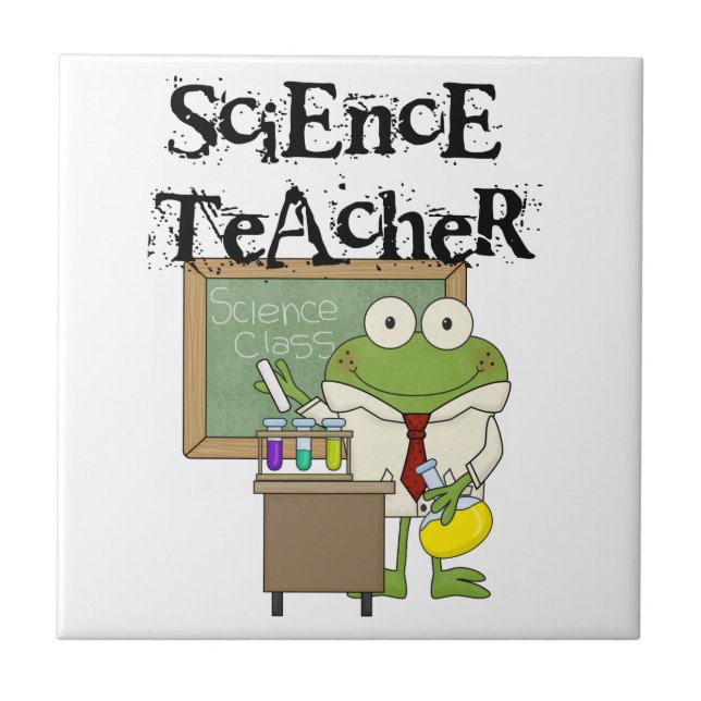 Azulejo De Cerámica Profesora de Ciencia de Frog (Frente)