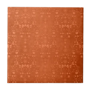 Azulejo De Cerámica Profundo Patrón de Damasco Naranja Quemada de Fant