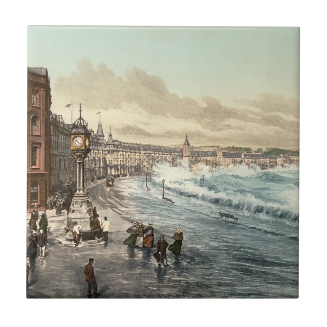 Azulejo De Cerámica "promenade" I, Douglas, isla del lago del hombre, (Frente)