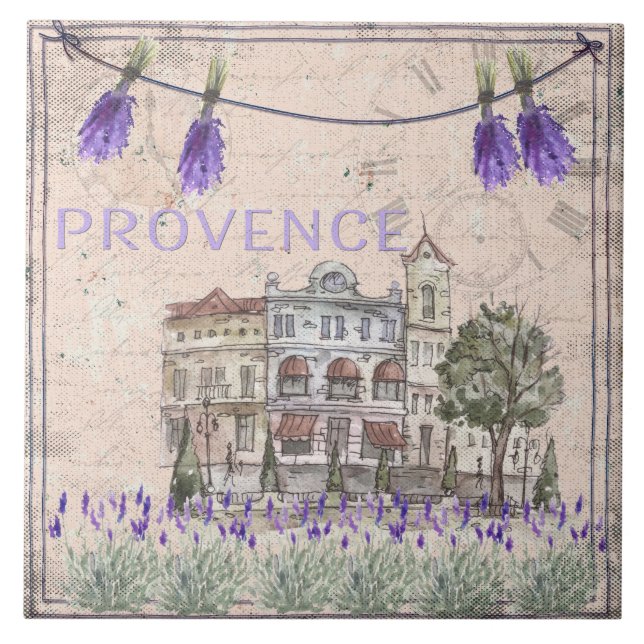 Azulejo De Cerámica Provenza Francia Lavender Flor Amor de verano (Frente)
