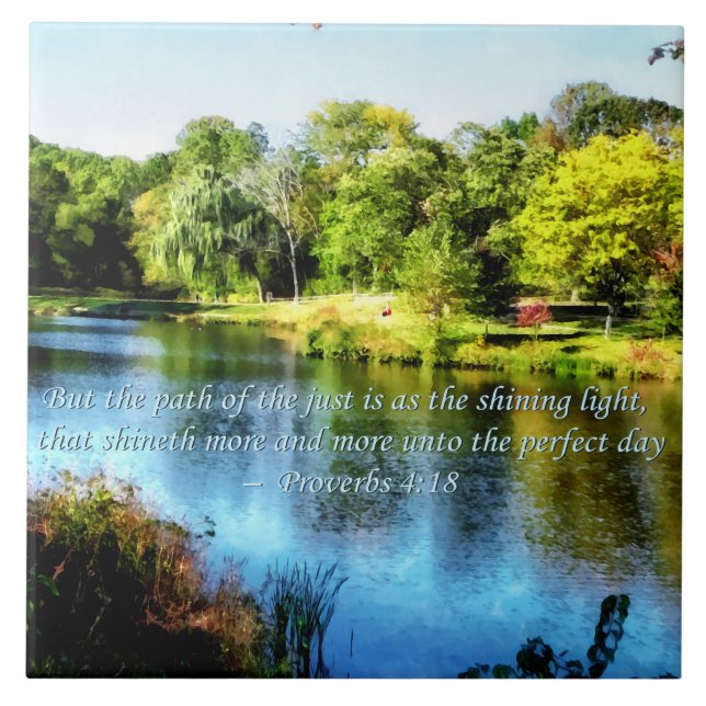 Azulejo De Cerámica Proverbio 4:18 Sendero de los justos (Frente)