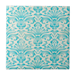 Azulejo De Cerámica Proyecto original de Ombre de la aguamarina del