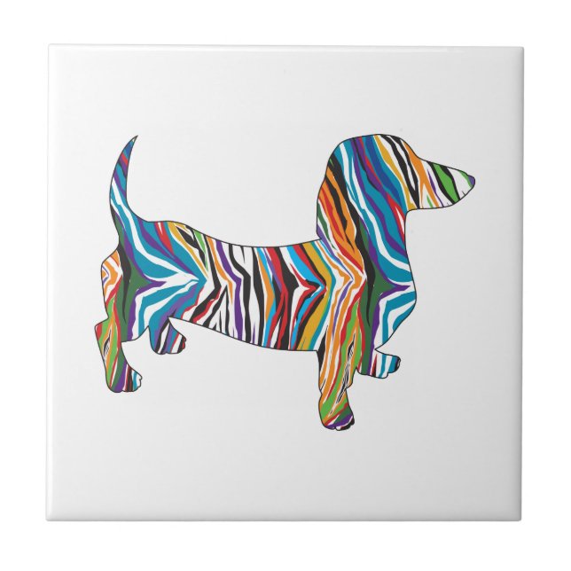 Azulejo De Cerámica Psychedelic Dachshund (Frente)