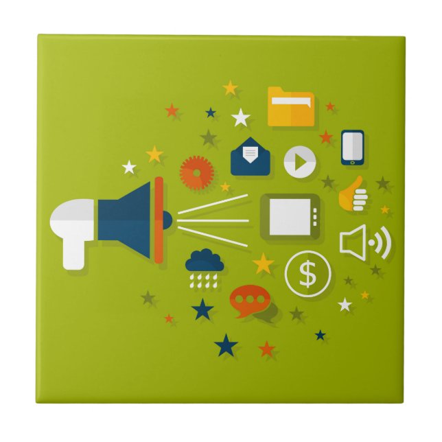 Azulejo De Cerámica Publicidad de un megáfono (Frente)