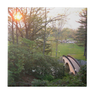 Azulejo De Cerámica Puente arco iris atardecer en el Grove City Colleg