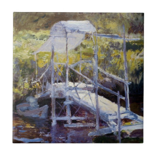 Azulejo De Cerámica Puente blanco por John Twachtman