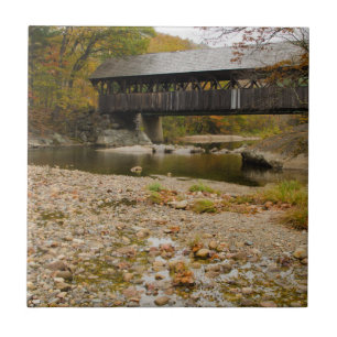 Azulejo De Cerámica Puente cubierto de Newry sobre el río en otoño