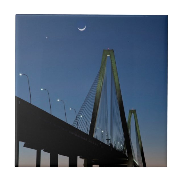 Azulejo De Cerámica Puente del Jr. de Arturo Ravenel en la oscuridad (Frente)