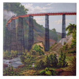 Azulejo De Cerámica Puente ferroviario en Metlac, del 'álbum del Mexi