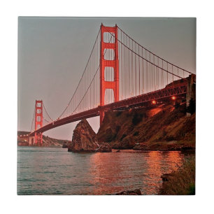 Azulejo De Cerámica Puente Golden Gate en Sun abajo