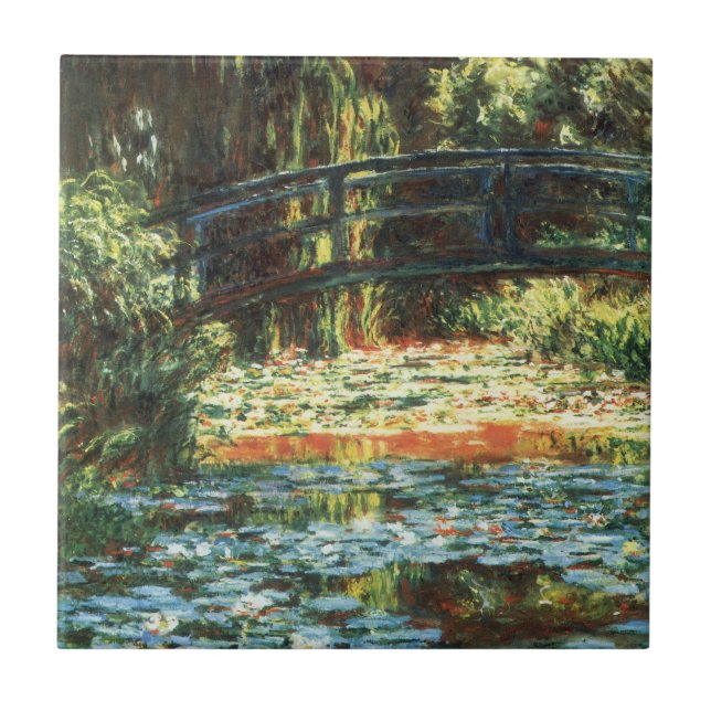 Azulejo De Cerámica Puente sobre el estanque acuático de Claude Monet (Frente)