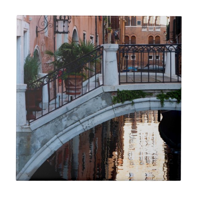 Azulejo De Cerámica Puente sobre un canal (Frente)