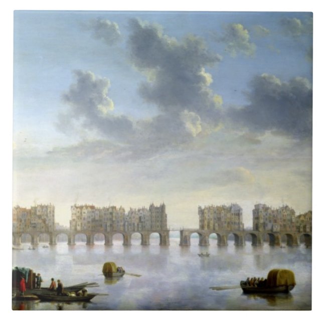Azulejo De Cerámica Puente viejo de Londres (aceite), c.1630 (Frente)