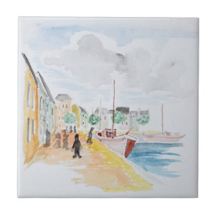 Azulejo De Cerámica Puerto de Concarneau  Bretaña, Francia