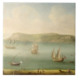 Azulejo De Cerámica Puerto Mahon, Minorca, 1730's (aceite en lona)