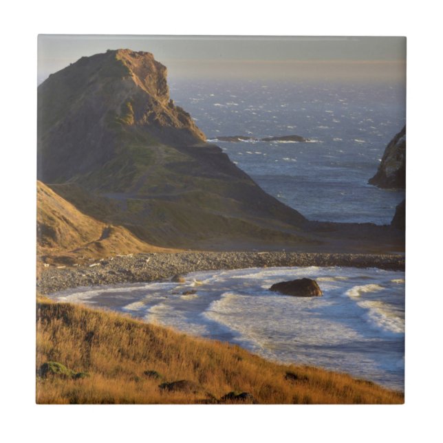 Azulejo De Cerámica Puesta de sol, pilas marinas, hermanas, costa de O (Frente)