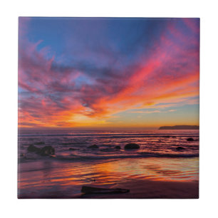 Azulejo De Cerámica Puesta de sol sobre el Pacífico desde Coronado 2
