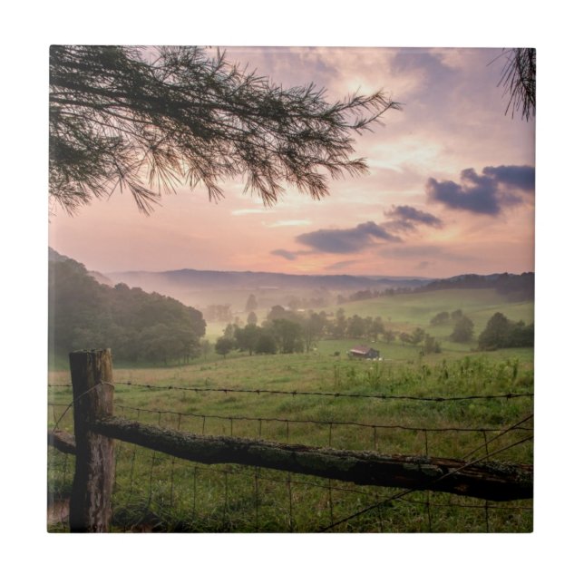 Azulejo De Cerámica Puesta del sol de Virginia (Frente)