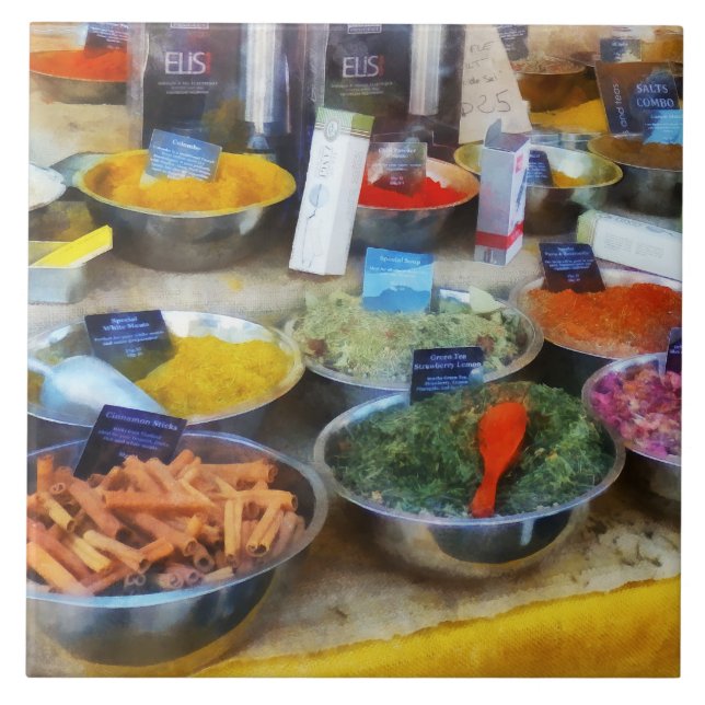 Azulejo De Cerámica Puesto de Especias (Frente)