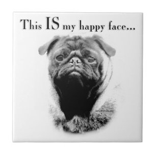 Azulejo De Cerámica Pug Happy Face