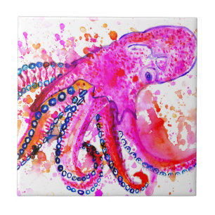 Azulejo De Cerámica Pulpo colorido Art02