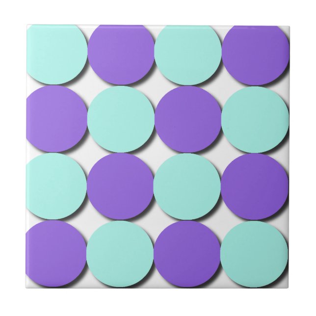 Azulejo De Cerámica Puntos Aqua & Blue Polka (Frente)