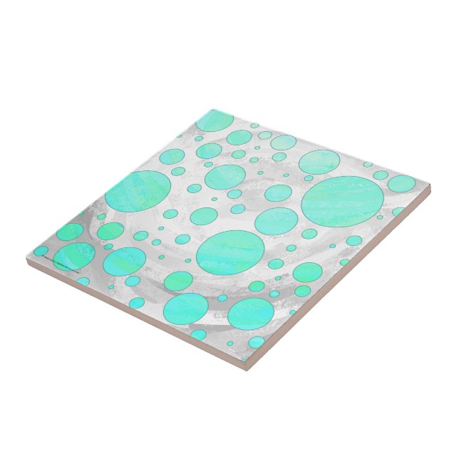 Azulejo De Cerámica Puntos de Polka Azul Mint Ice Aqua (Lado)