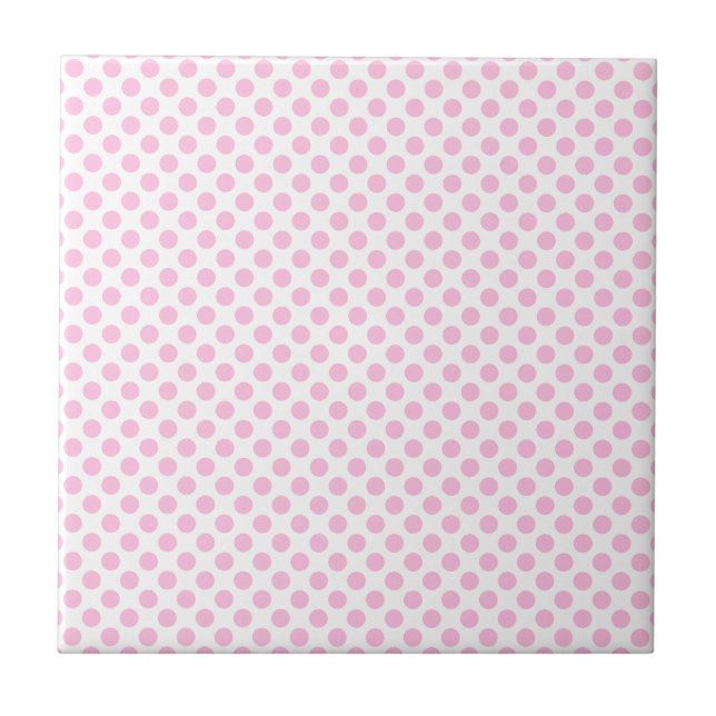 Azulejo De Cerámica Puntos de Polka Rosa con fondo de Personalizable (Frente)