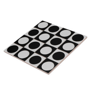 Azulejo De Cerámica Puntos y cuadrados / blanco negro + tus ideas