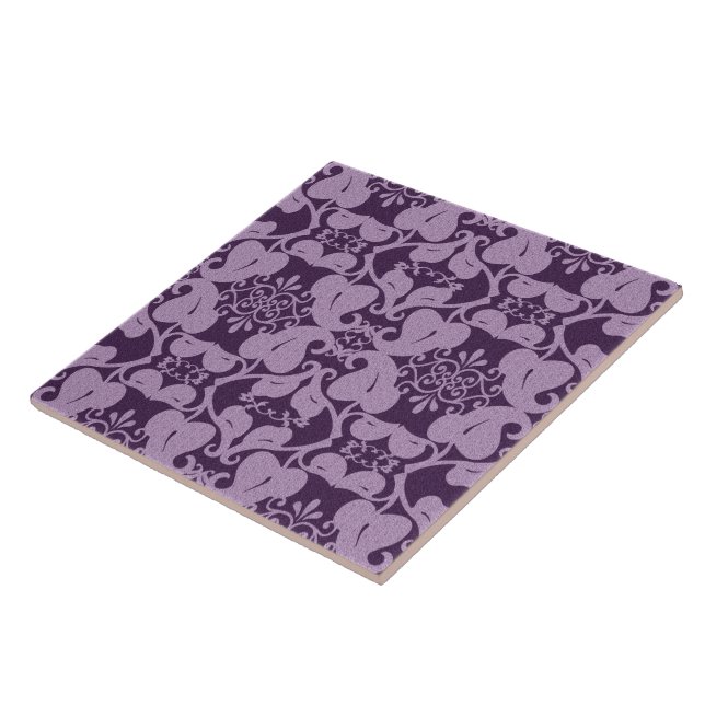 Azulejo De Cerámica Purple Lavender Ornate Moderno Patrón Elegante de  (Lado)