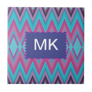 Azulejo De Cerámica Púrpura y tribal de Aqua