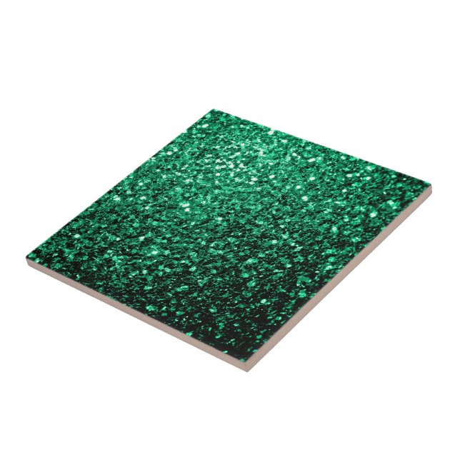 Azulejo De Cerámica Purpurinas de imitación de Emerald Green brillan (Lado)