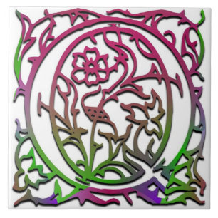 Azulejo De Cerámica Q Monograma "Jardín Besque" Tile cerámico